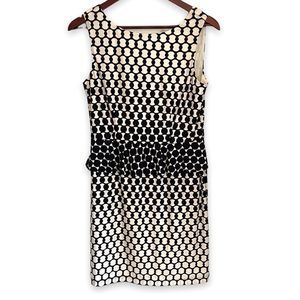 Donna Morgan black and cream peplum waist dress size 8 fully lined